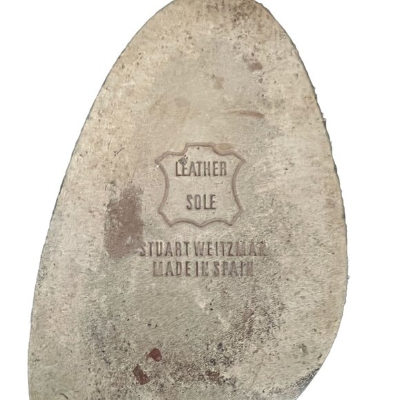 Stuart Weitzman Logo Plainfield Leather Snakeskin Peep-Toe Pump 9 Medium - Picture 8 of 16